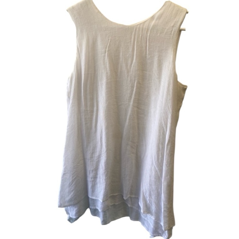 Linen white sleeveless tank flowy shirt women’s size small i am guessing